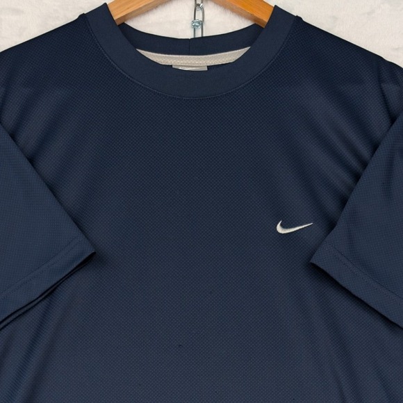 Nike Other - VTG Nike T-Shirt Men's L Navy Blue Gray Piping Swoosh Logo Mesh Athletic Y2K